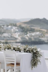 Bride and groom getting married at Ktima Lindos in Rhodes Greece