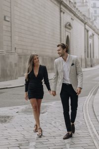 Fashionable couples London engagement shoot