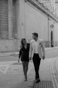 Fashionable couples London engagement shoot