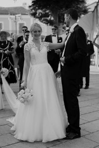 Wedding Party walking through the streets of Ravello, Italy